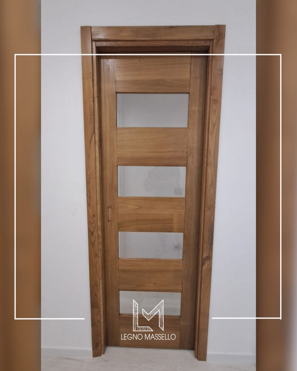 Porta in legno di Paulownia e vetro